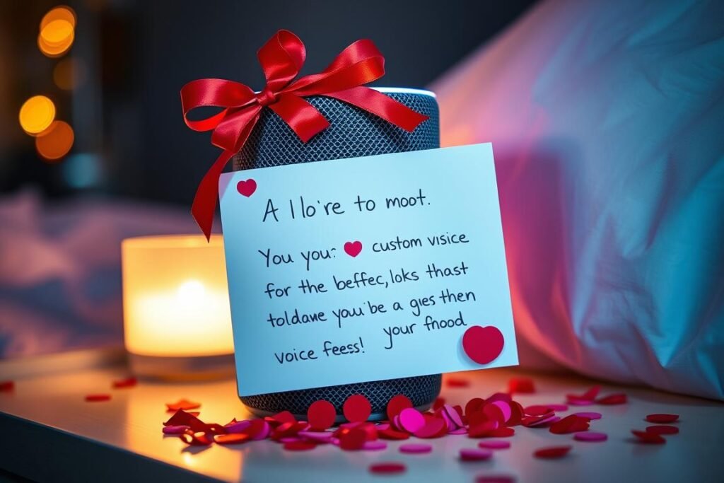 Smart speaker with romantic decorations and note - cute valentines gifts
