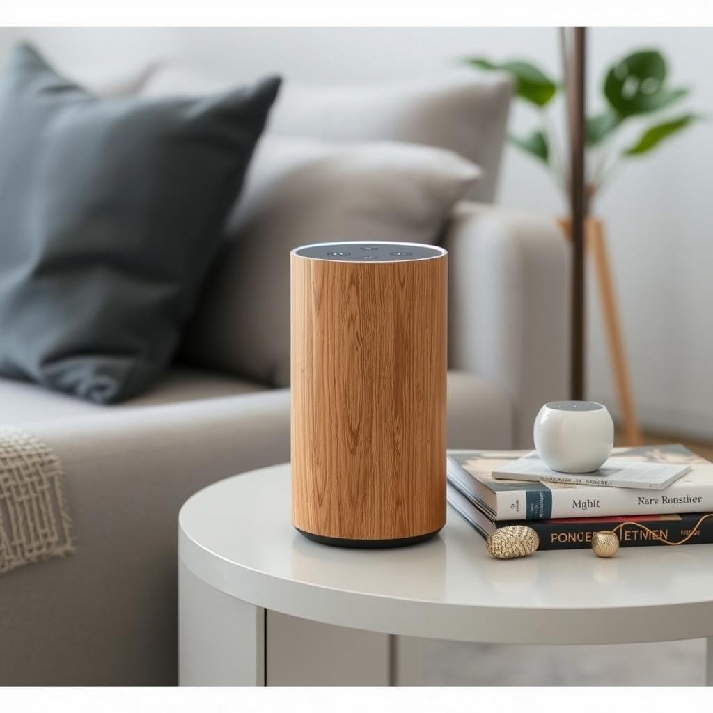 Smart speaker with wooden exterior for 5 year anniversary gift ideas for him