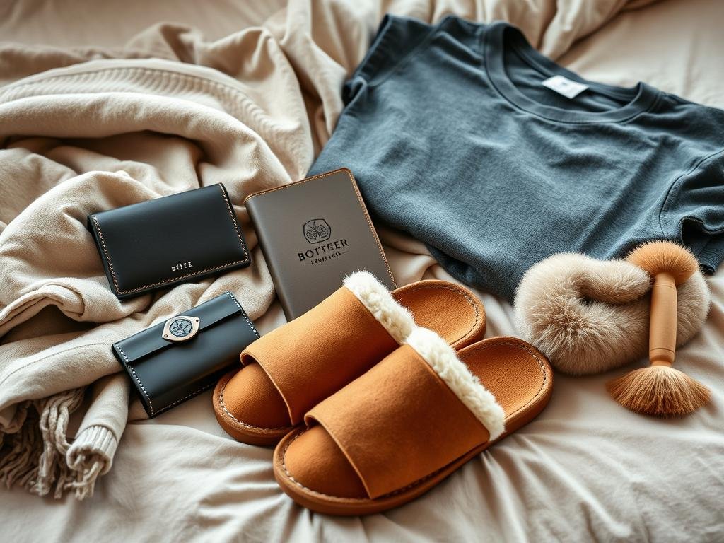 Soft textiles and tactile items for touch sense in a 5 senses gift for boyfriend