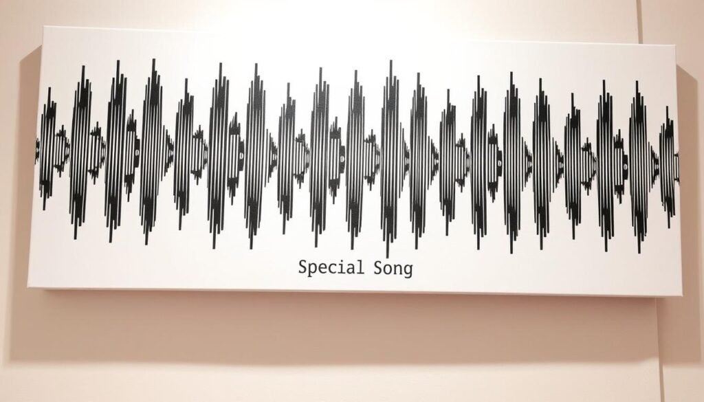 Sound wave art on cotton canvas showing a special song for a cotton anniversary gift