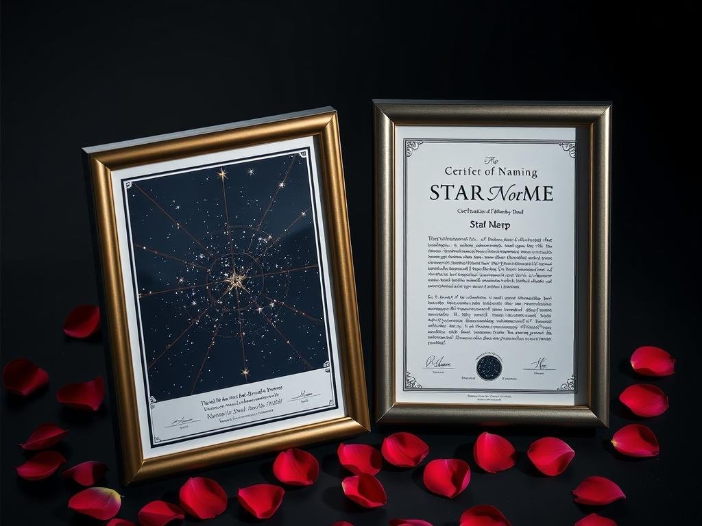 Star naming certificate and star map as valentines gift for girlfriend