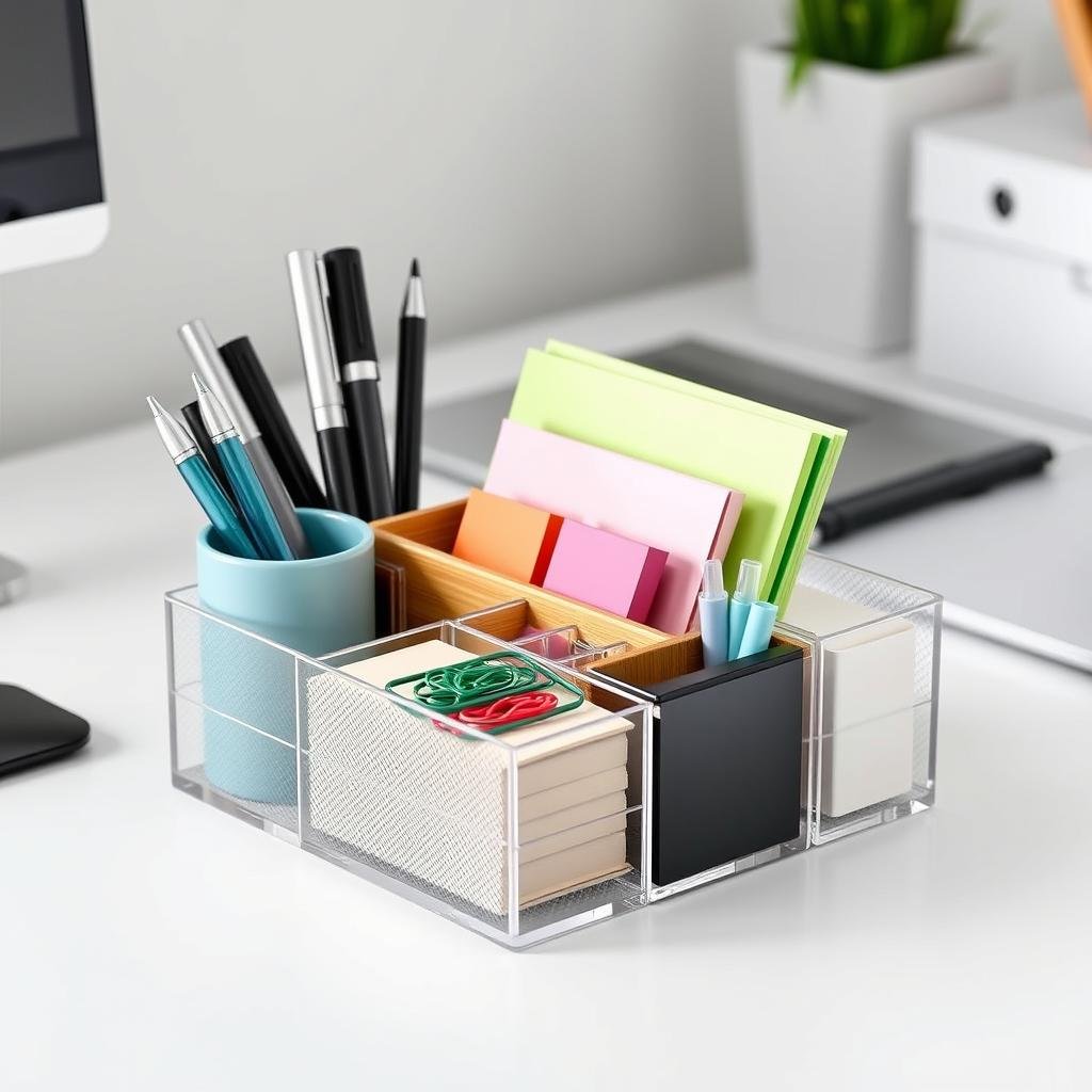 Stylish desk organizer with compartments for office supplies