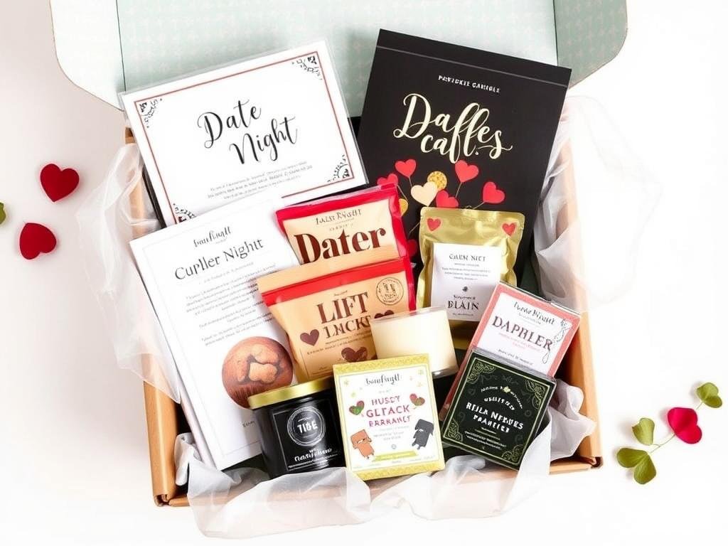 Subscription box for couples with date night activities and treats