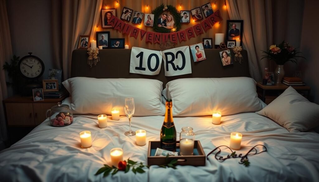 Surprise anniversary celebration setup for 10 year anniversary gift for him