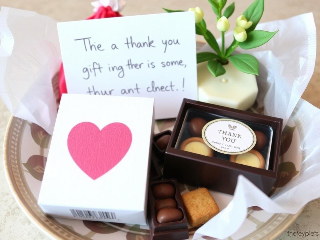 Thank you gift with card and small treats for neighbors