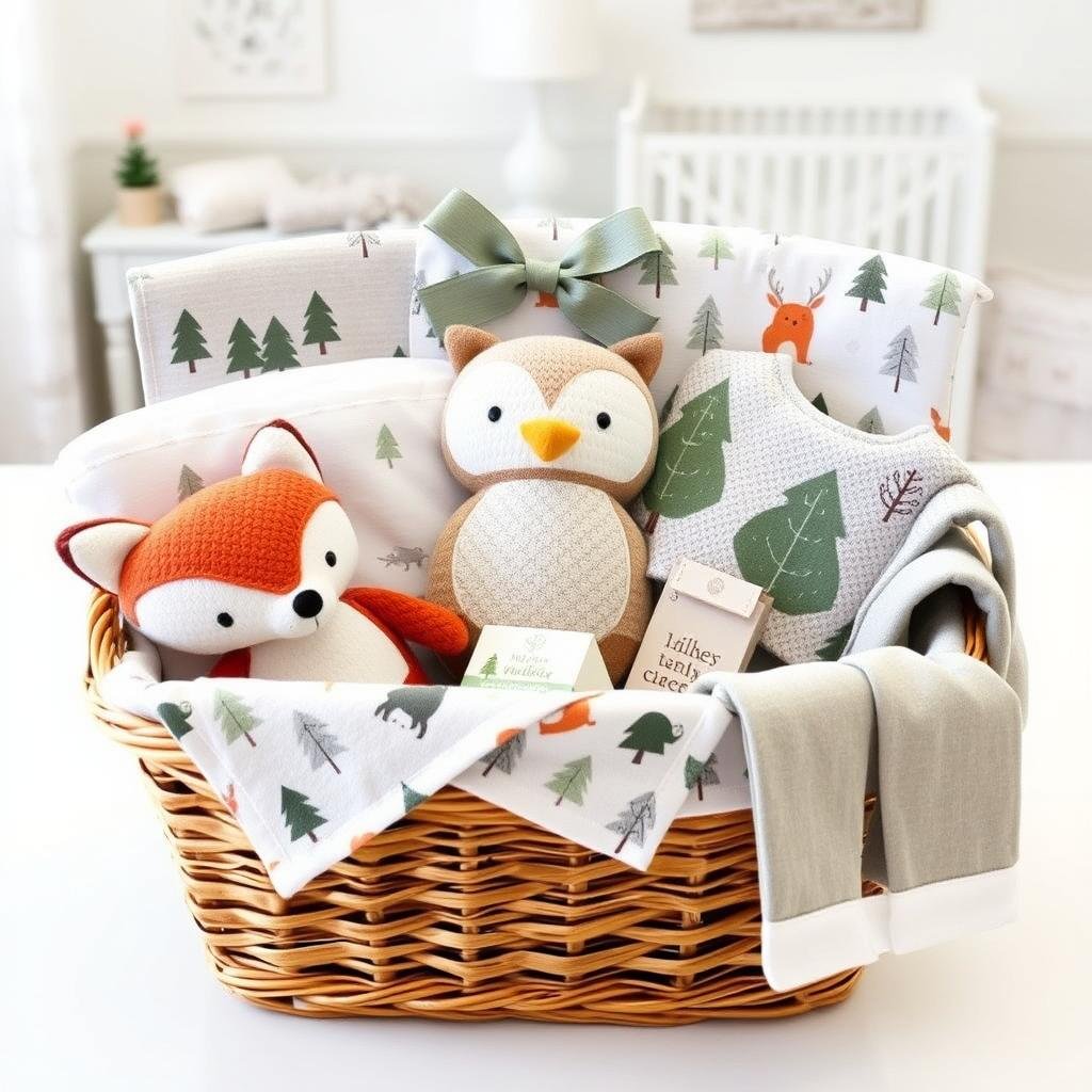 Themed baby gift basket based on nursery decor