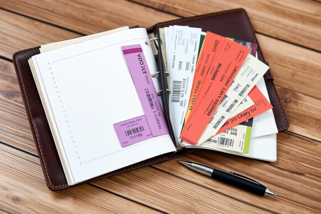 Ticket stub diary with movie and concert tickets as a 1 year anniversary gift for him