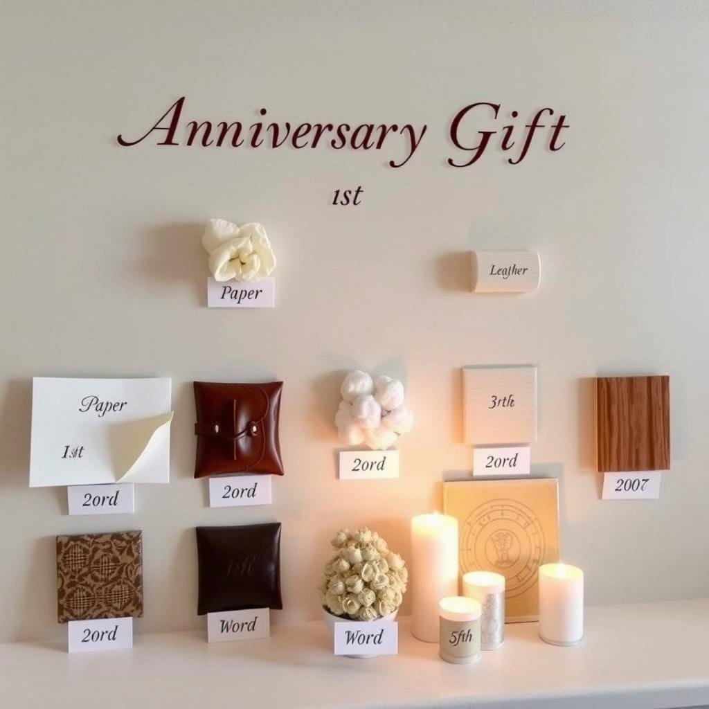 Traditional anniversary gifts displayed by year for anniversary gift ideas