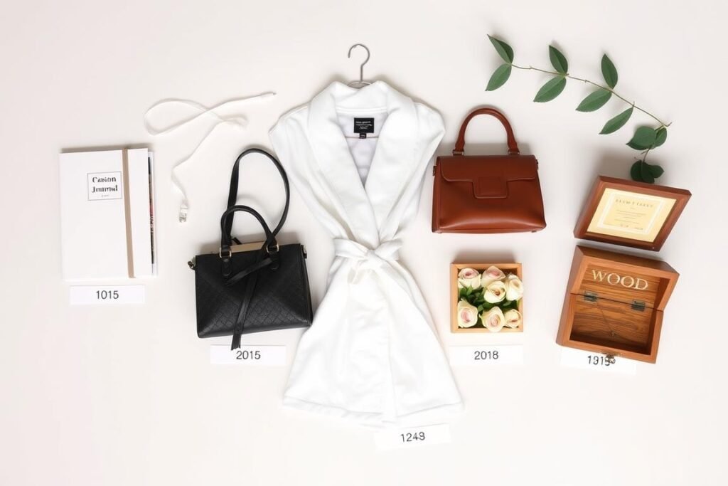 Traditional anniversary gifts displayed by year with modern interpretations for anniversary gifts for her