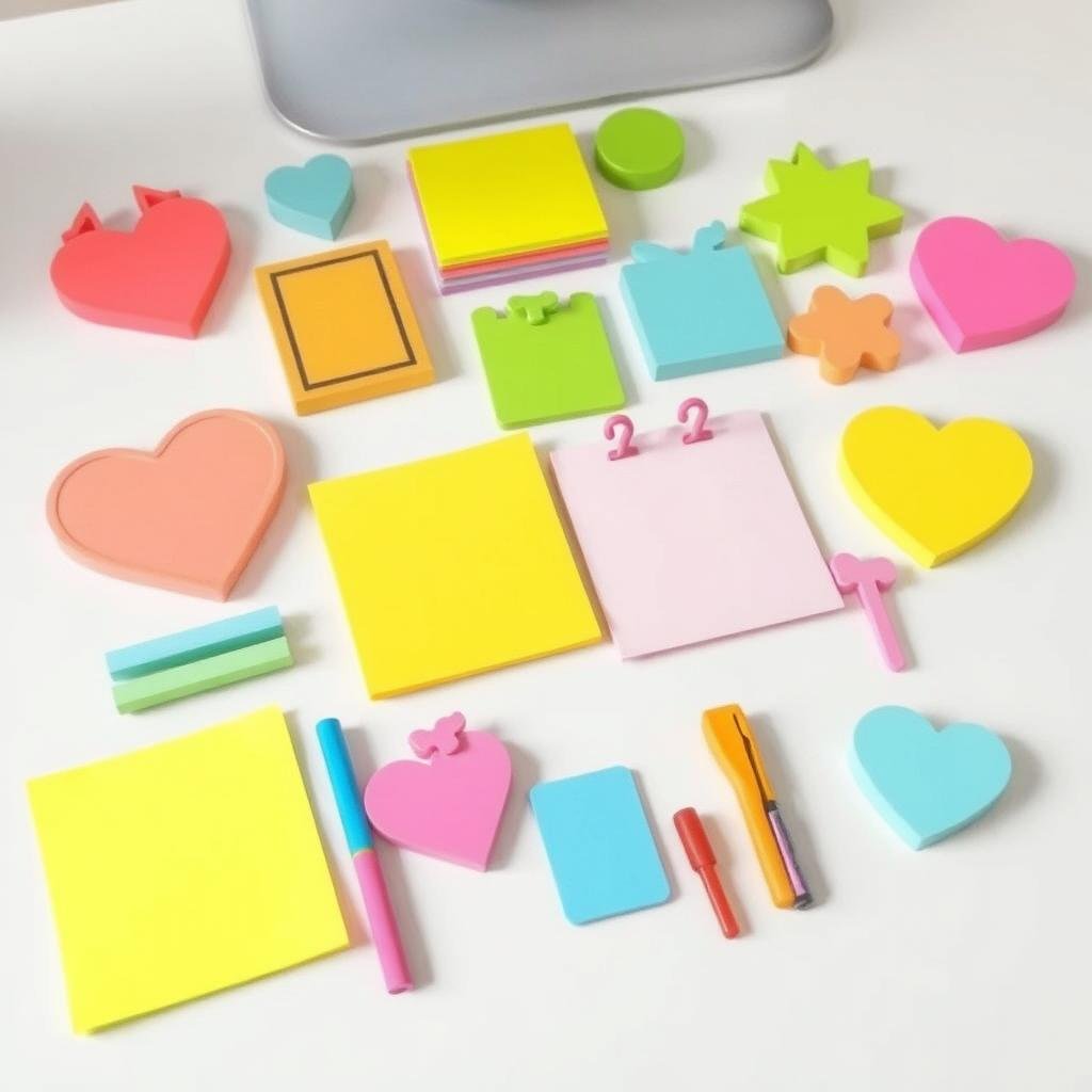 Unique sticky notes and page markers set
