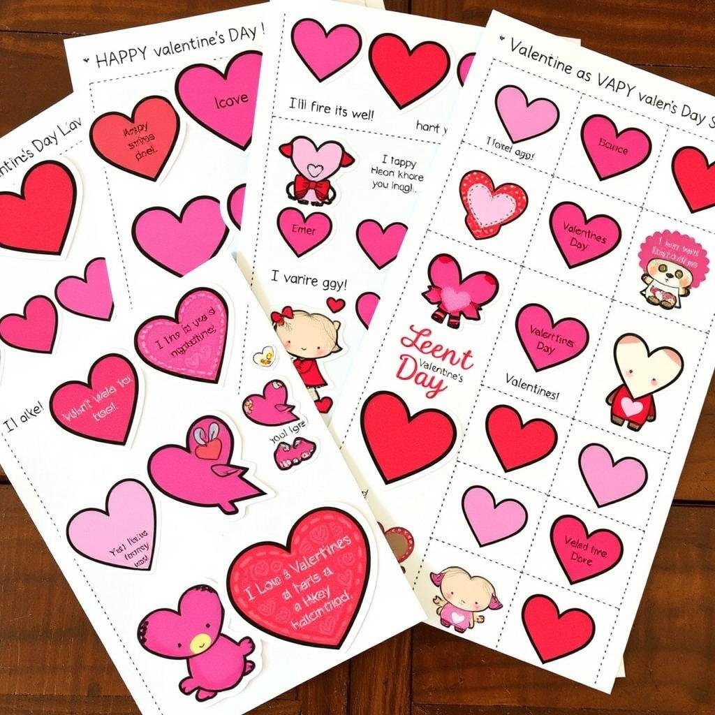 Valentine sticker sheets for school valentines day gifts