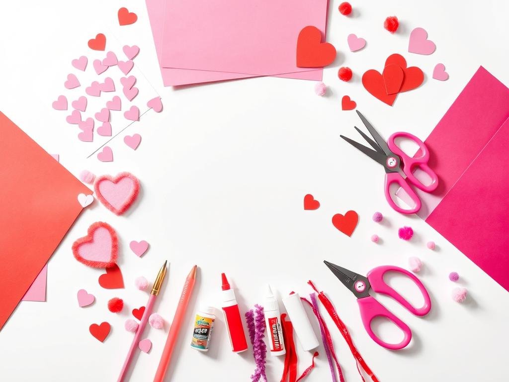 Valentine's craft kit with heart-shaped materials and supplies for kids