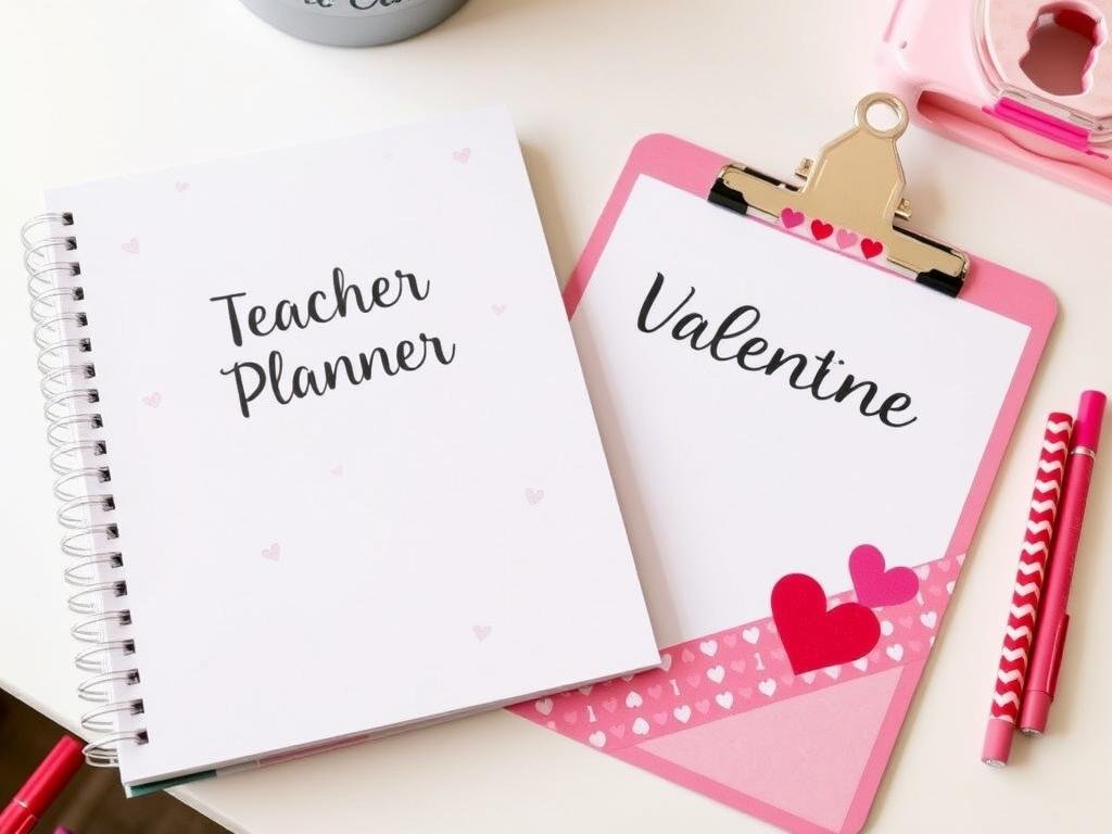 Valentine's themed teacher planner and clipboard