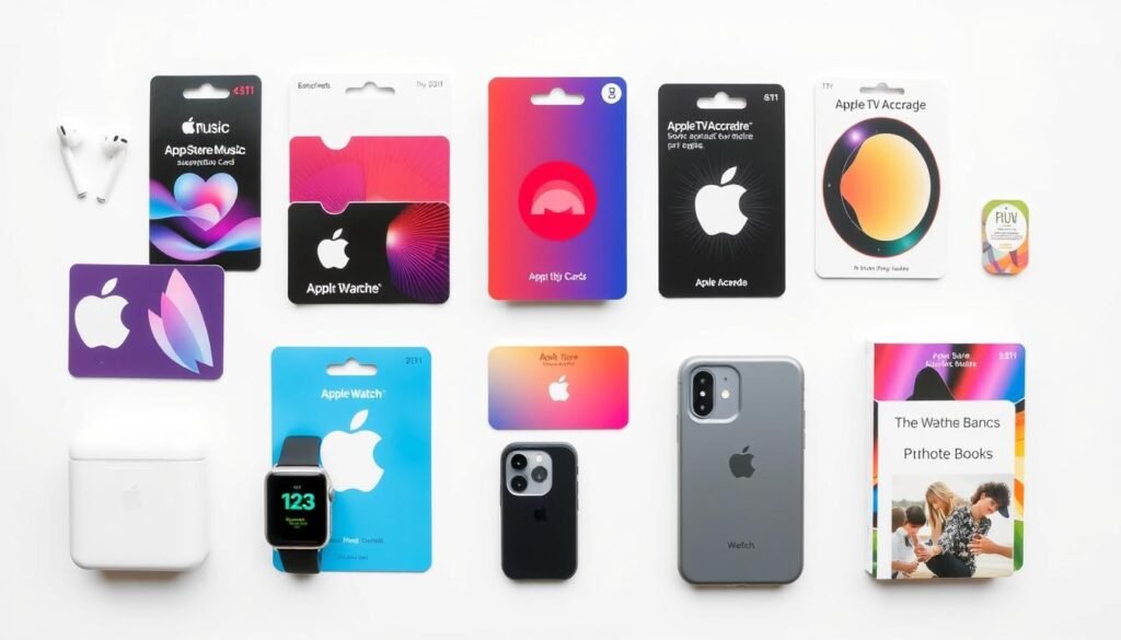 Various Apple products and services that can be purchased with an Apple gift card