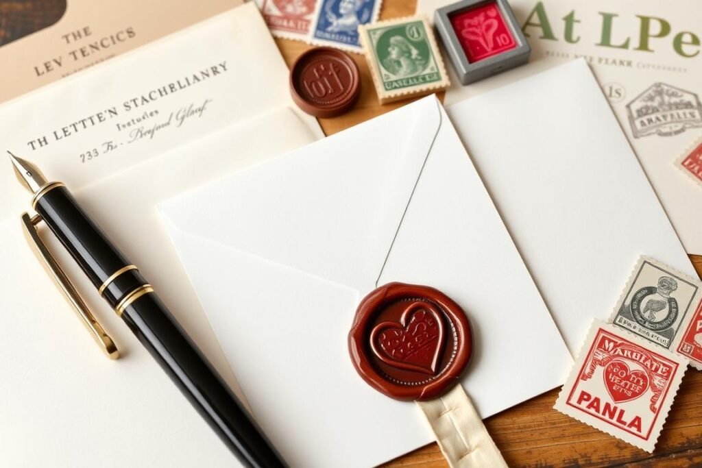 Vintage-style love letter writing kit with wax seal