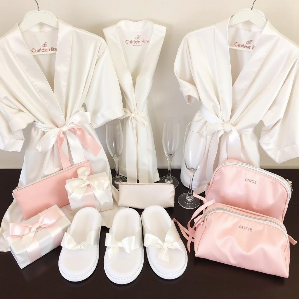 Wedding day essentials for bridesmaids including robes and slippers