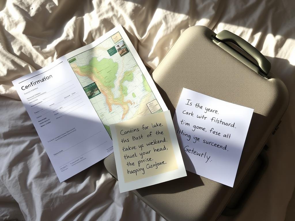 Weekend getaway planning materials as a 1 year anniversary gift for him