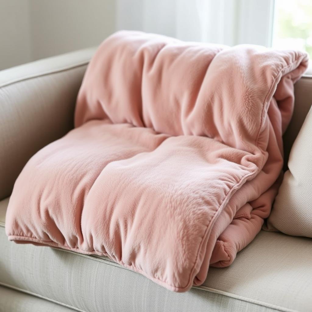 Weighted blanket in soft, plush fabric for cozy comfort