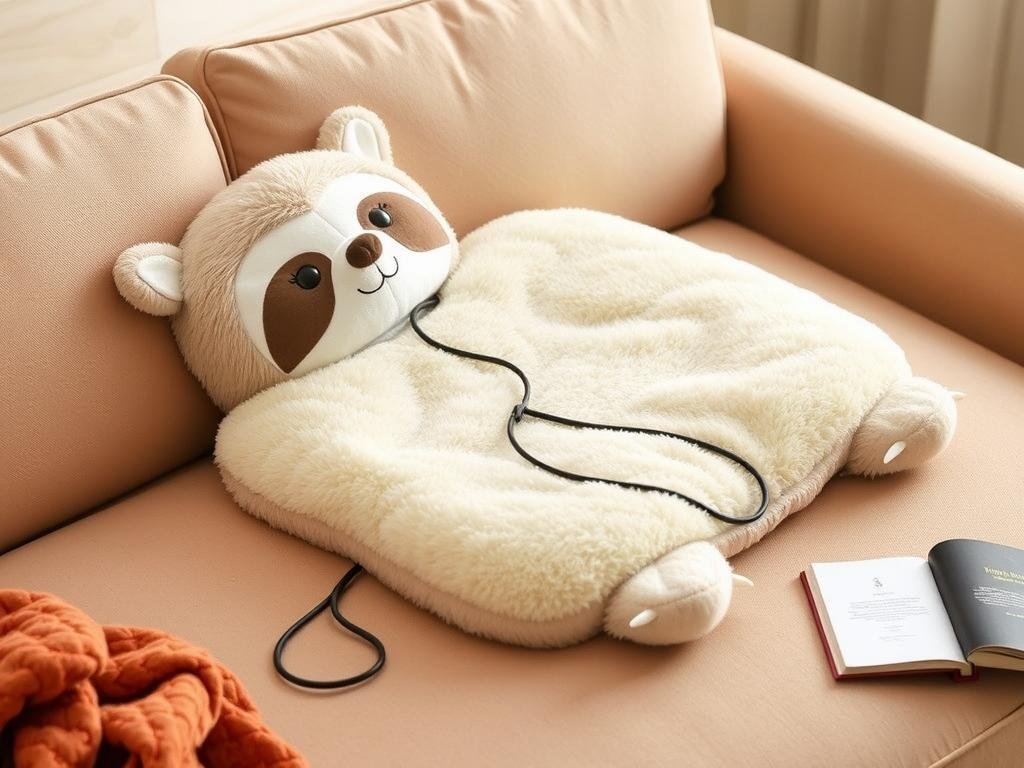 Weighted plush heating pad shaped like a cute animal - cozy birthday gift