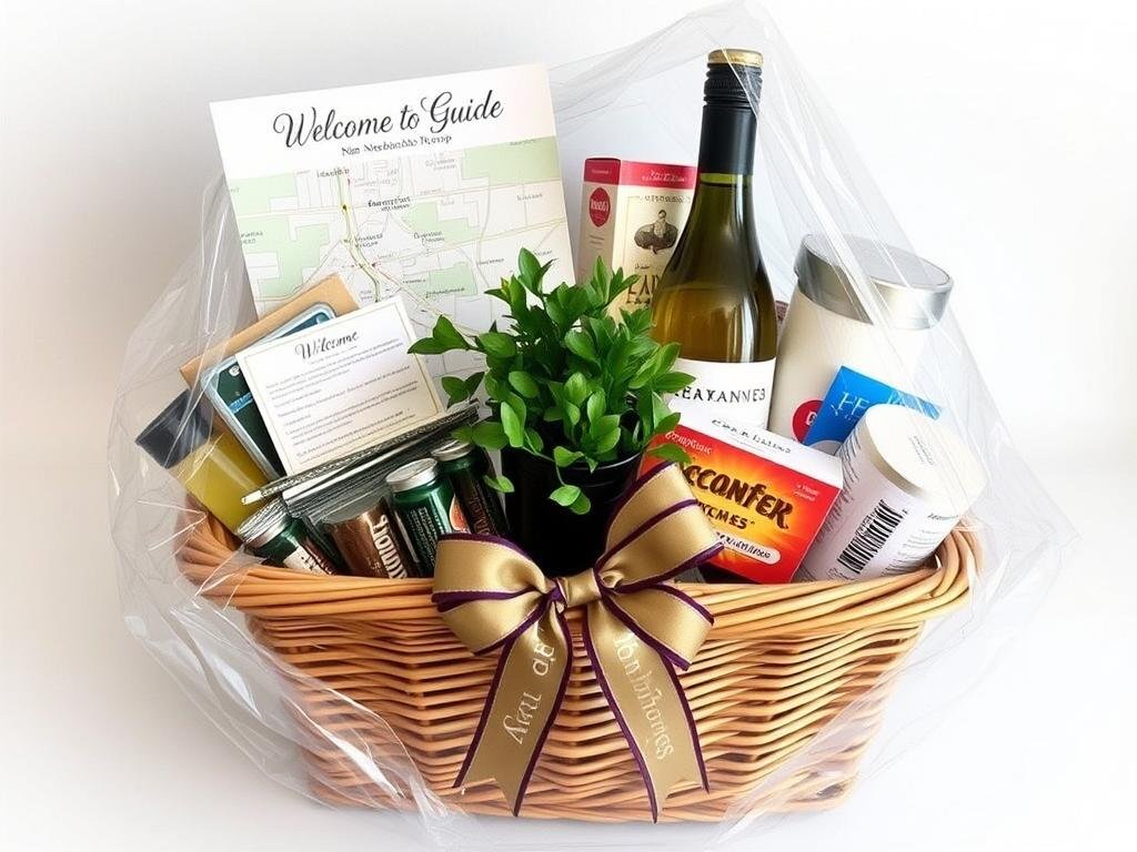 Welcome basket for new neighbors with essential items
