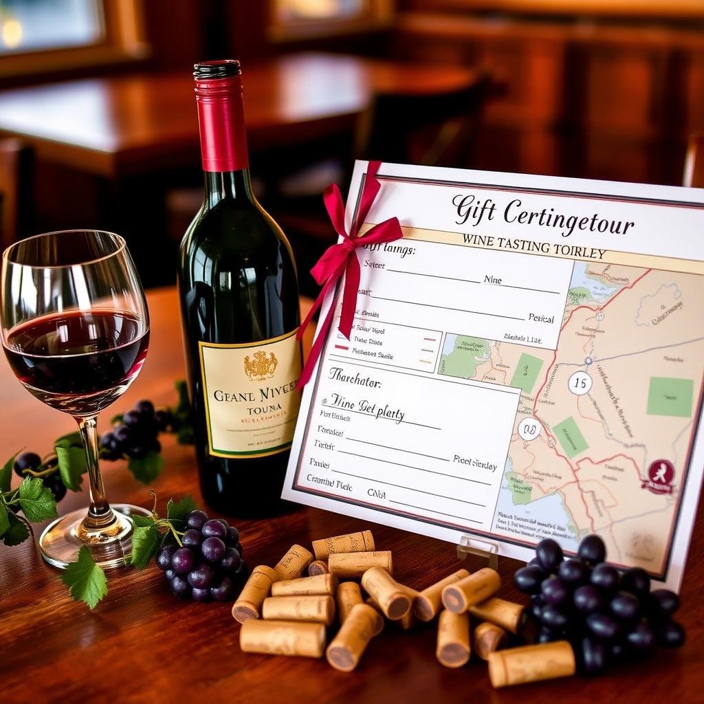 Wine tasting tour gift certificate as a 1 year anniversary gift