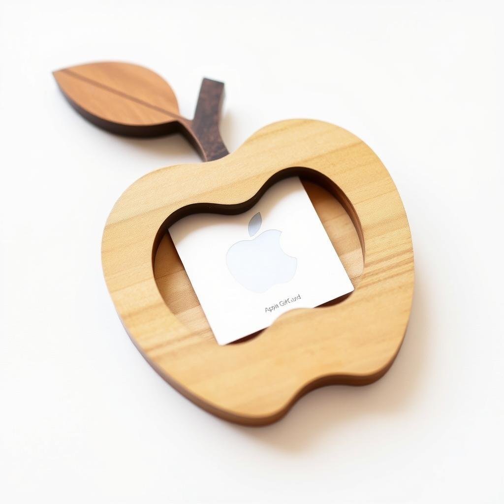 Wooden apple decoration with Apple gift card