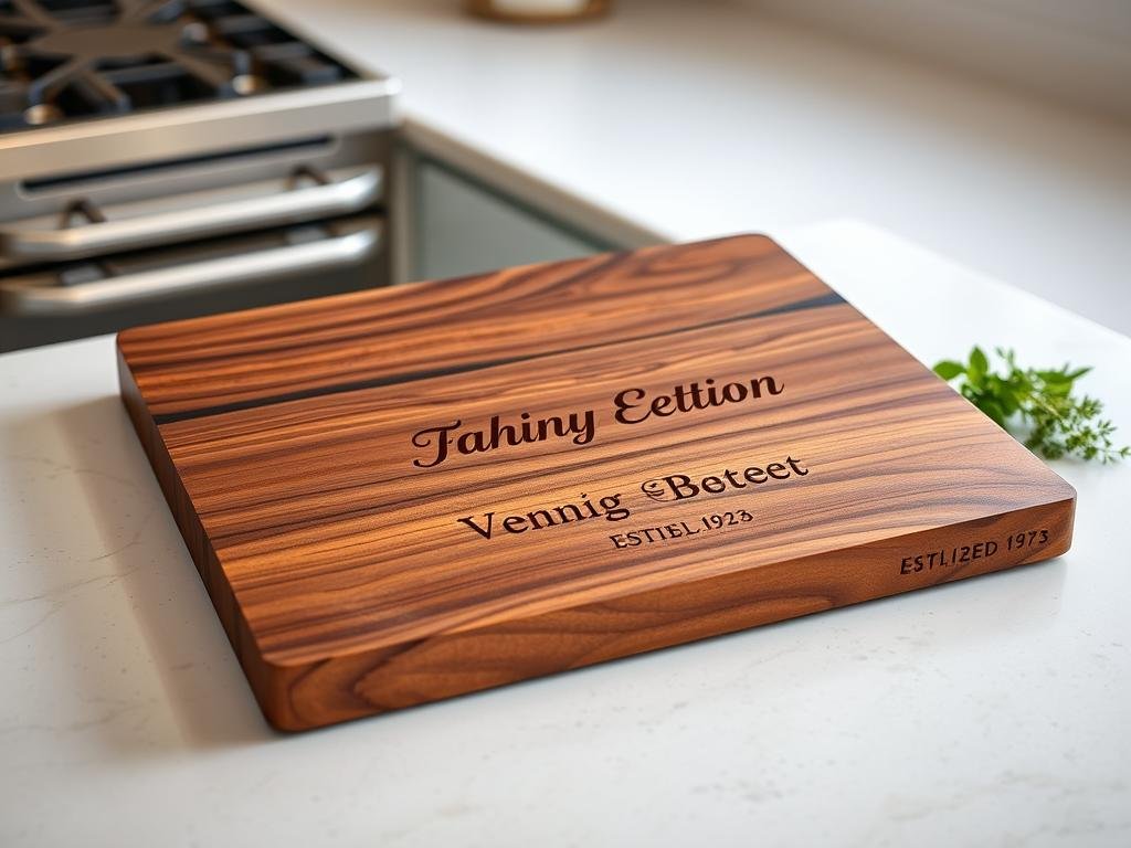 Wooden cutting board with personalized engraving for a housewarming gift
