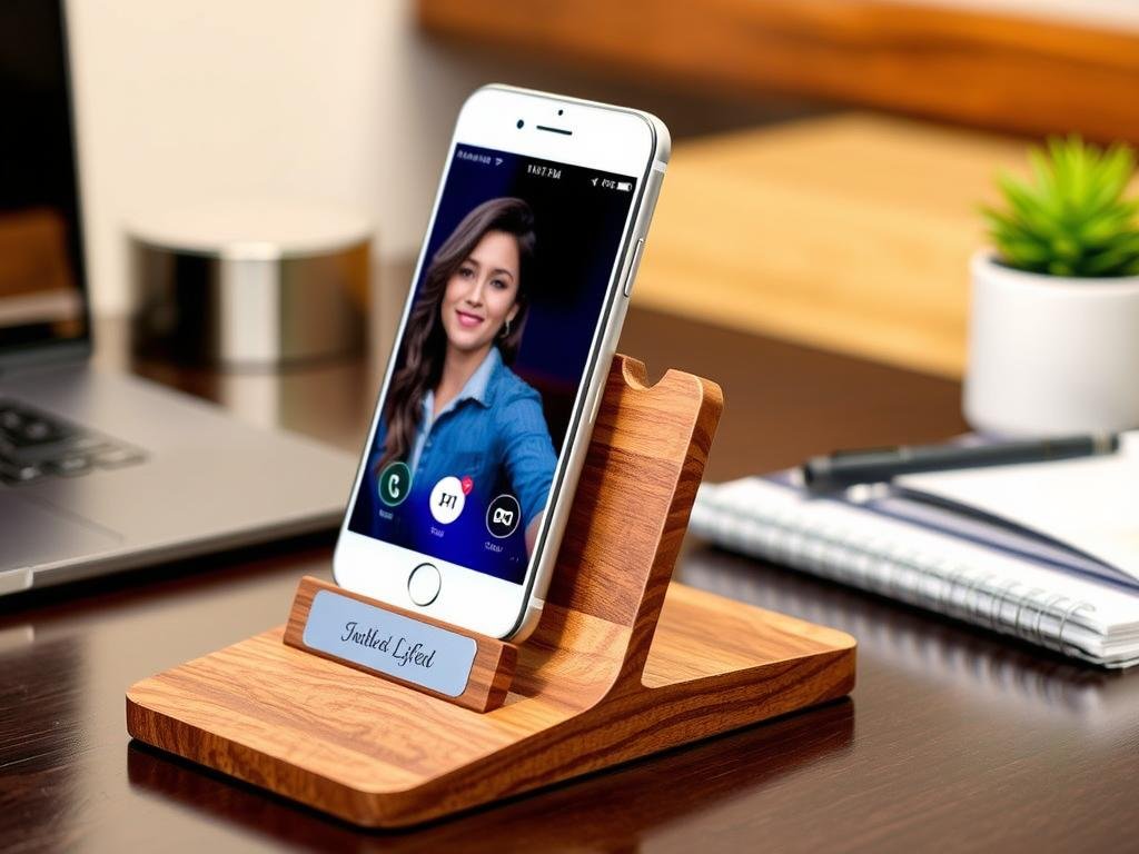 Wooden phone stand with personalization for 5 year anniversary gift ideas for him