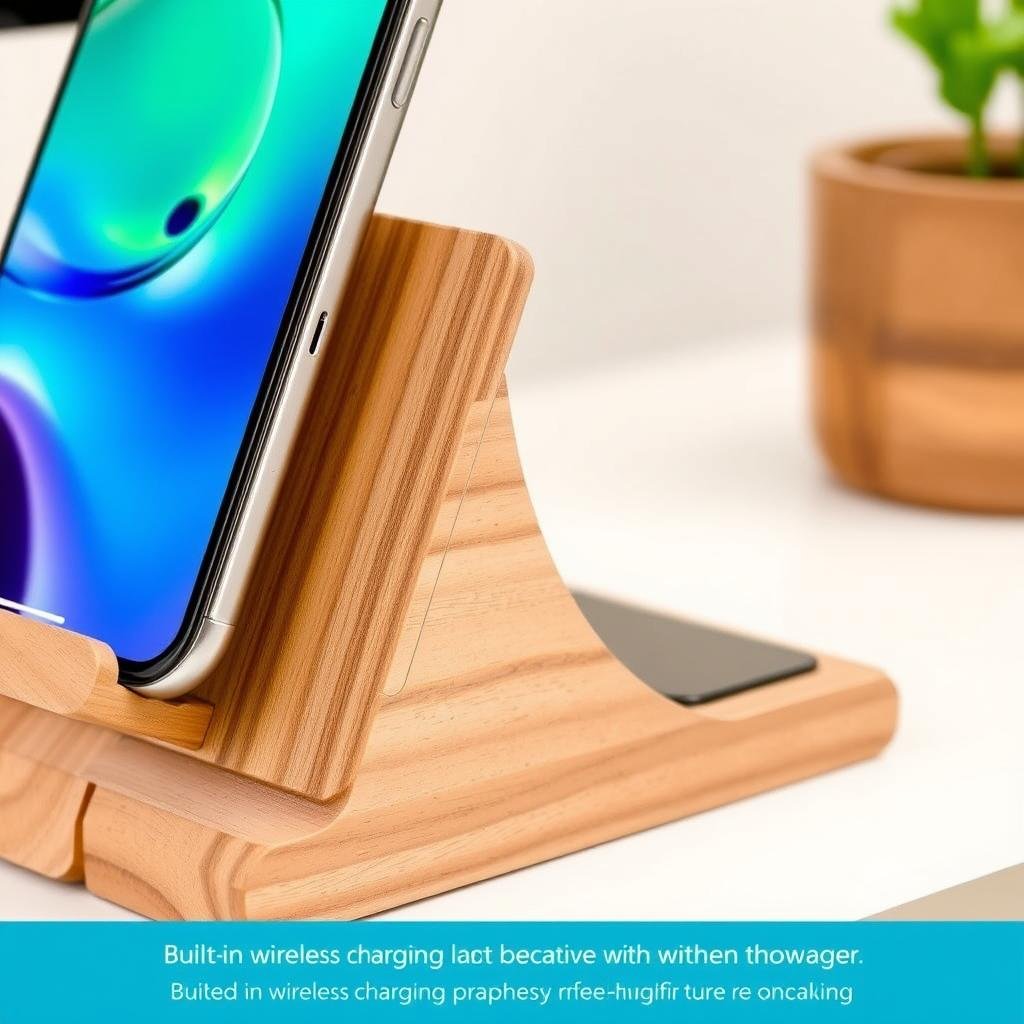 Wooden phone stand with wireless charging as a birthday gift for boyfriend