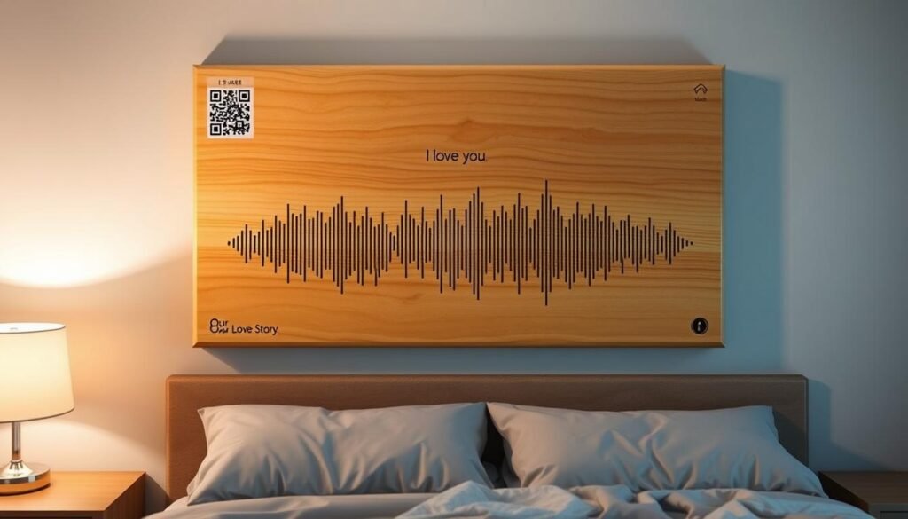 Wooden sound wave art with recorded message for 5 year anniversary gift ideas for him