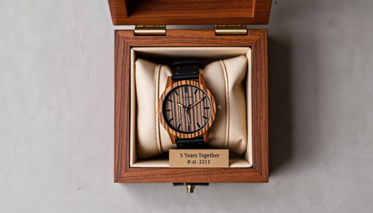 Wooden watch with personalized engraving for 5 year anniversary gift ideas for him