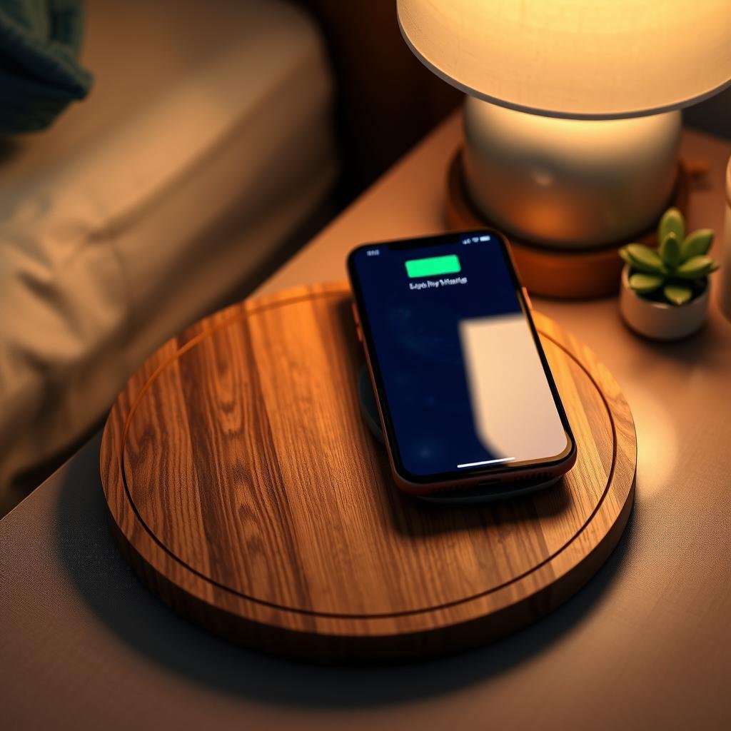 Wooden wireless charging pad for 5 year anniversary gift ideas for him