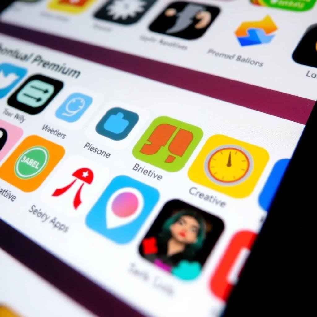 iPhone screen showing premium app icons in App Store