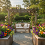Transform Your Outdoor Space with These Garden Woodworking Projects Beautiful backyard garden with wooden planter boxes and outdoor furniture