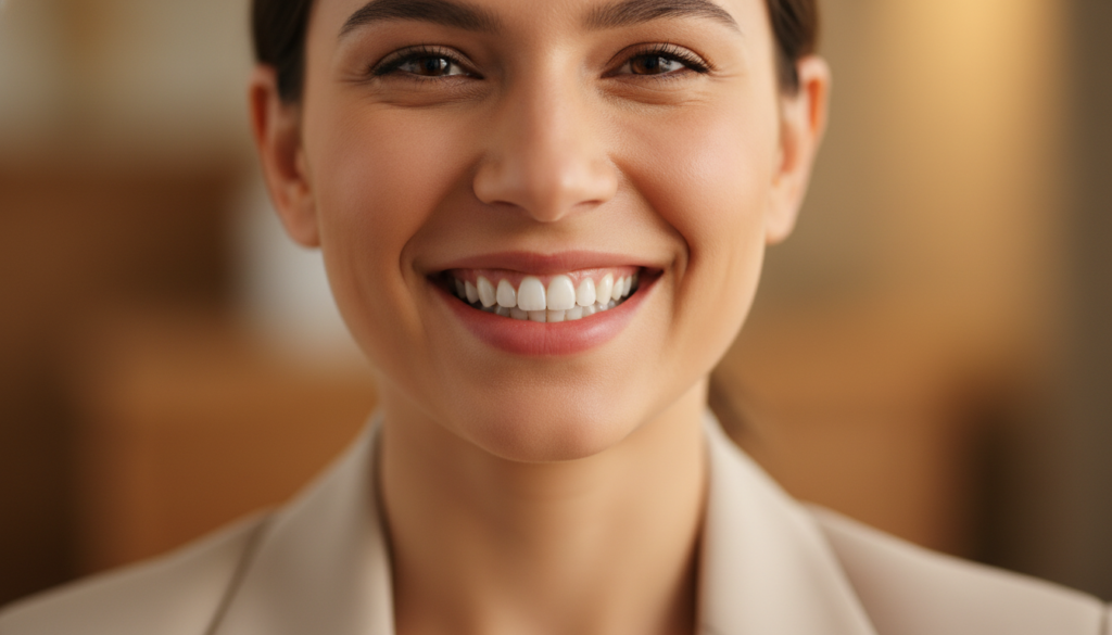 Beautiful natural smile representing successful transformation and confidence Beautiful natural smile representing successful transformation and confidence