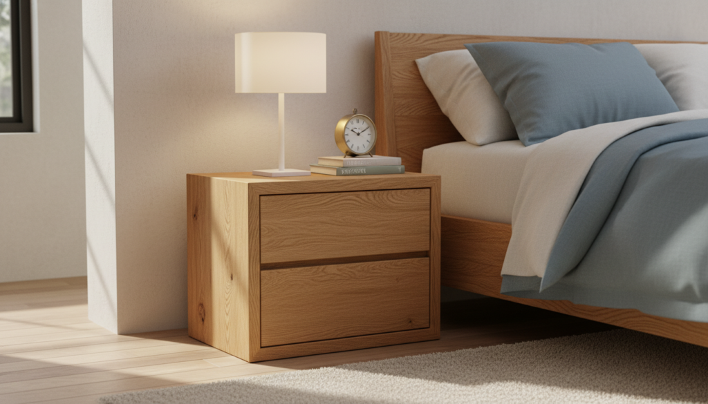 Bedroom nightstand with drawer built from wood Bedroom nightstand with drawer built from wood