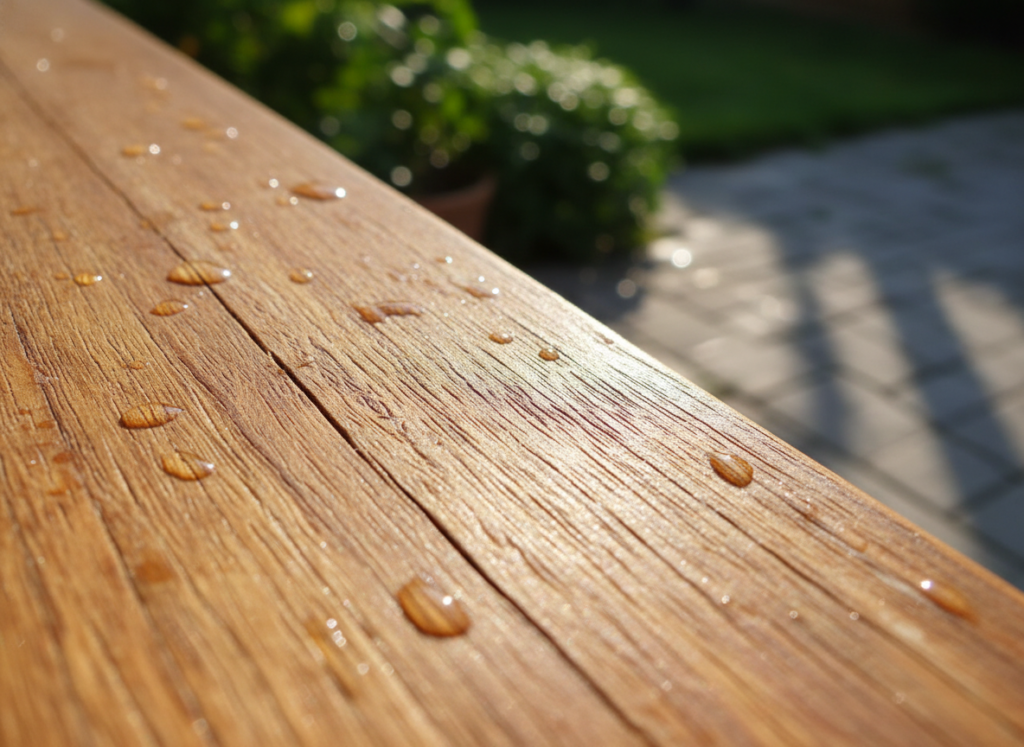 Close-up of natural wood grain on outdoor garden furniture Close-up of natural wood grain on outdoor garden furniture