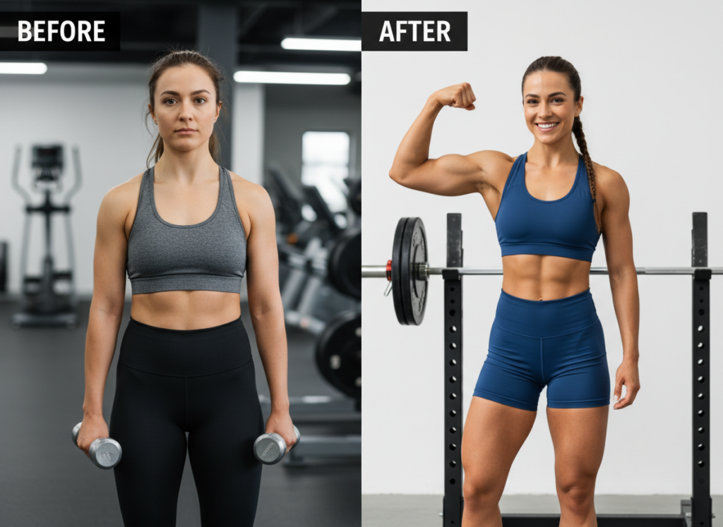 Comparison showing strength training benefits for women Comparison showing strength training benefits for women