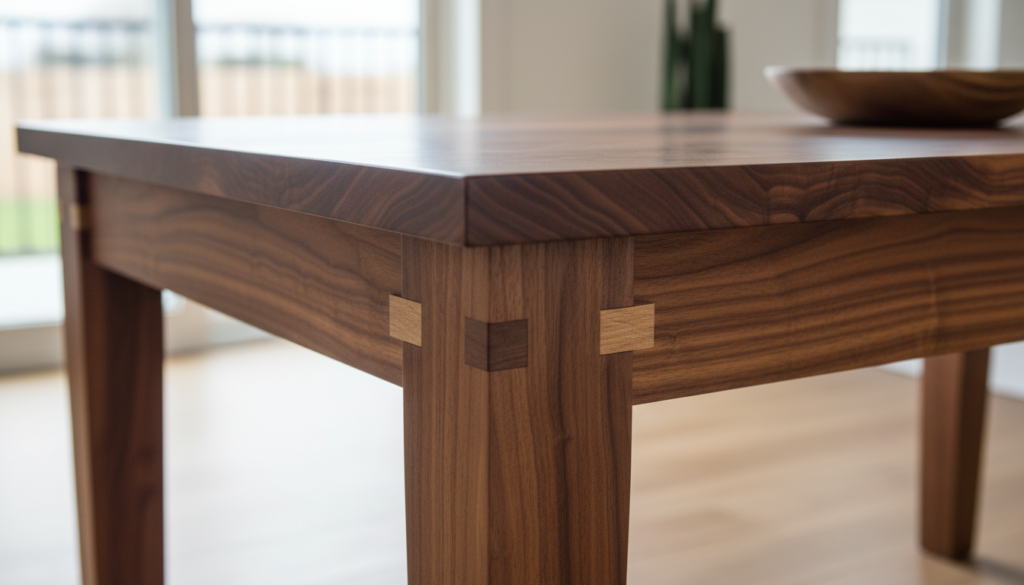 Complex wooden dining table with detailed joinery Complex wooden dining table with detailed joinery