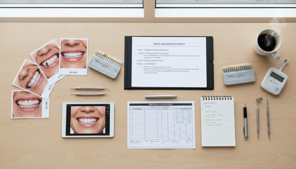 Examples of smile makeover planning and consultation materials Examples of smile makeover planning and consultation materials