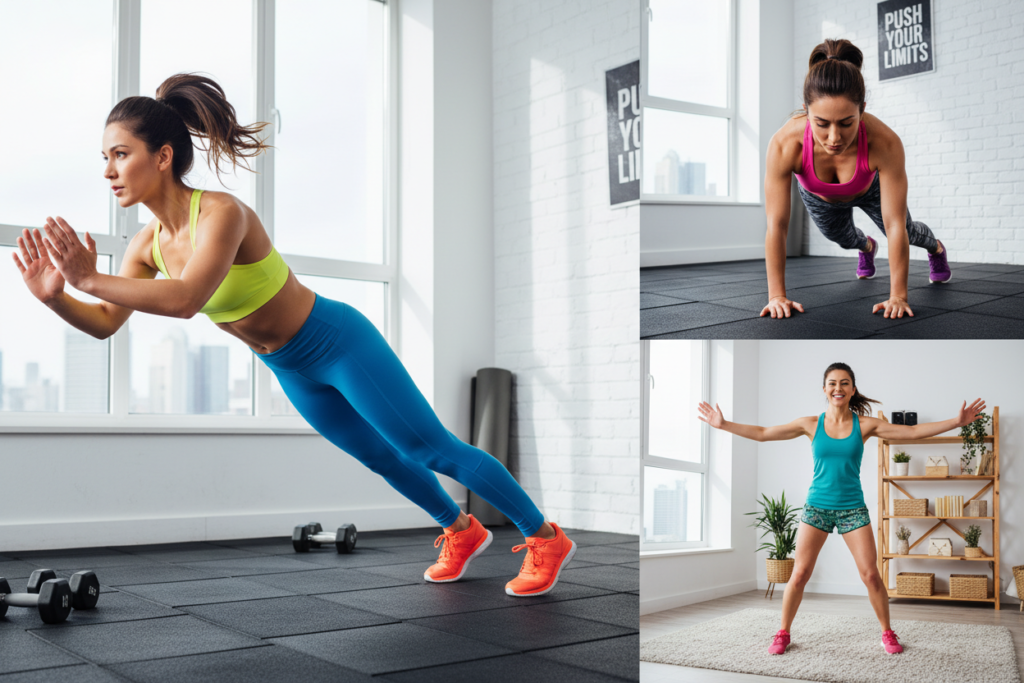 HIIT interval training exercise demonstration for fat loss