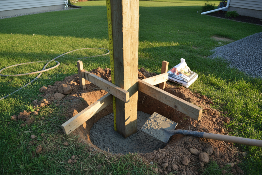 Installing fence post in concrete footer Installing fence post in concrete footer