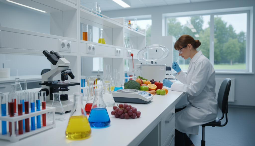 Laboratory setting showing nutritional science research for weight loss Laboratory setting showing nutritional science research for weight loss