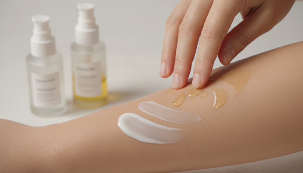 Layering body care products for hydration