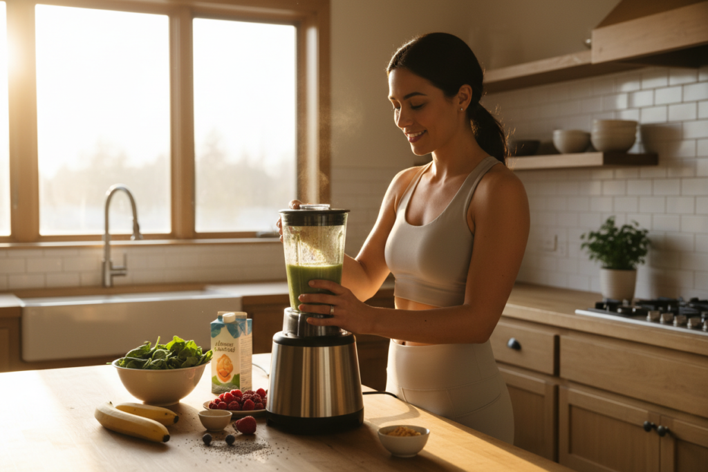 Morning breakfast smoothie routine scene