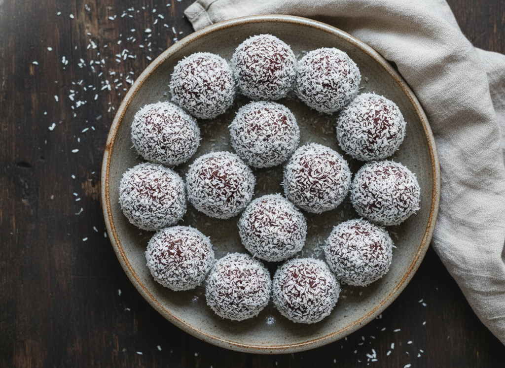 No-bake energy balls on a plate No-bake energy balls on a plate