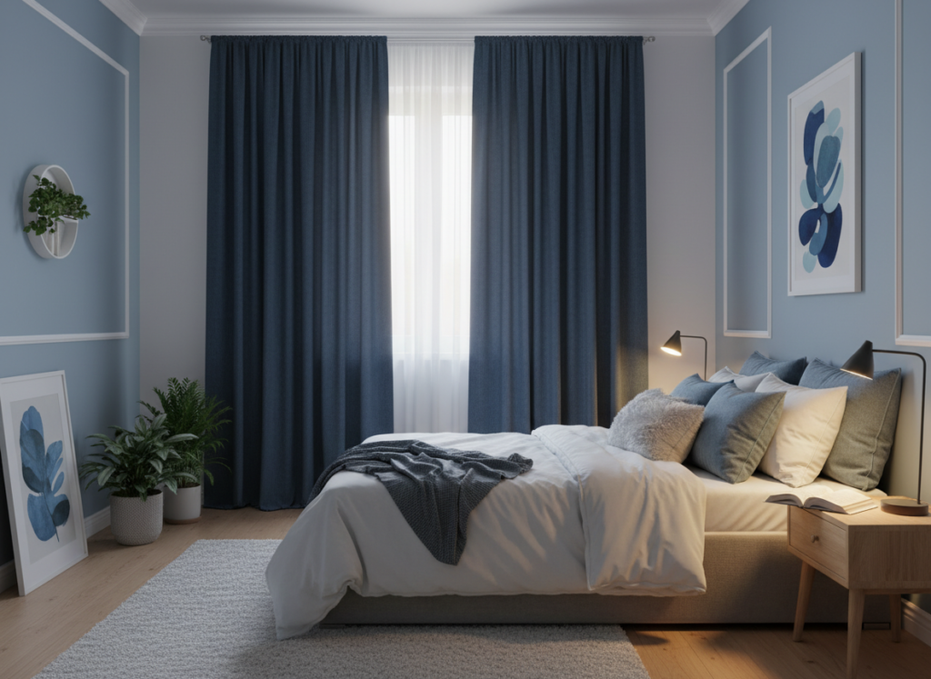 Peaceful bedroom setup promoting quality sleep Peaceful bedroom setup promoting quality sleep