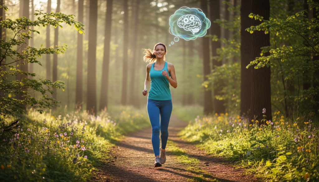 Person jogging outdoors representing physical exercise benefits for brain health Person jogging outdoors representing physical exercise benefits for brain health