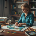 Person practicing brain exercises for memory and concentration with puzzle pieces