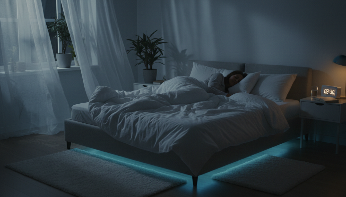 Person sleeping peacefully in bed during nighttime fat burning process